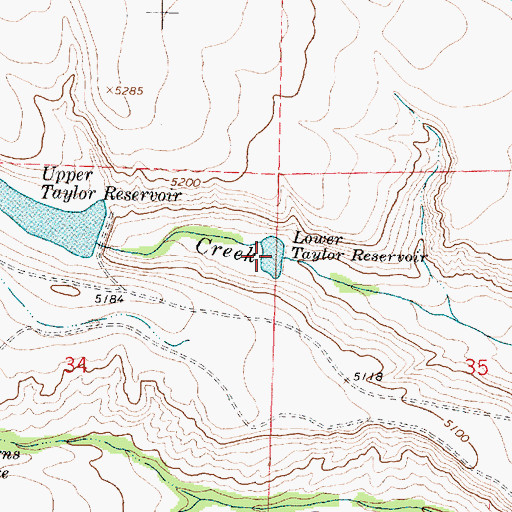 Topographic Map of Lower Taylor Reservoir, MT