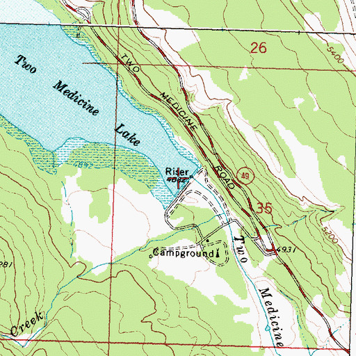 Topographic Map of Lower Two Medicine Lake, MT