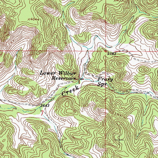 Topographic Map of Lower Wilbur Reservoir, MT