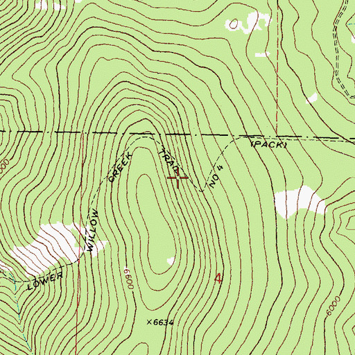Topographic Map of Lower Willow Creek Trail Number Four, MT