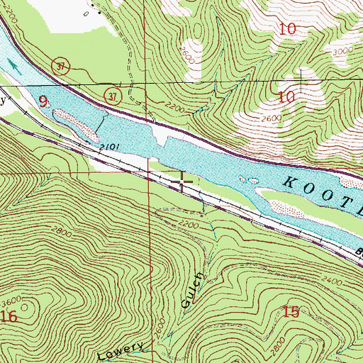 Topographic Map of Lowery Gulch, MT