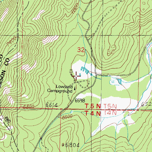 Topographic Map of Lowland Campground, MT