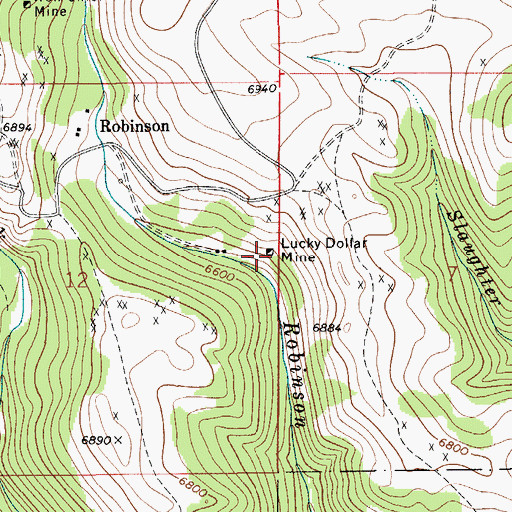 Topographic Map of Lucky Dollar Mine, MT