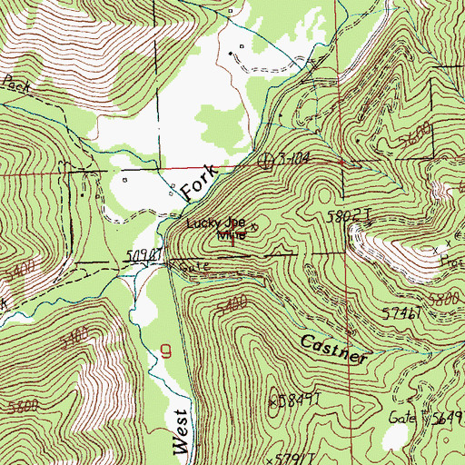 Topographic Map of Lucky Joe Mine, MT