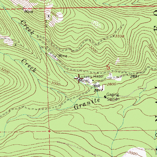 Topographic Map of Lukens Hazel Mine, MT