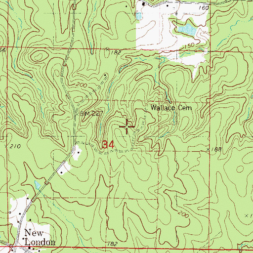 Topographic Map of Wallace Cemetery, AR