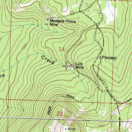 Topographic Map of Lutz Mine, MT