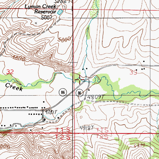 Topographic Map of Lyman Creek, MT
