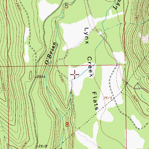 Topographic Map of Lynx Creek Flats, MT