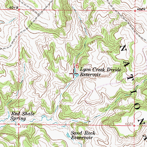 Topographic Map of Lyon Creek Divide Reservoir, MT