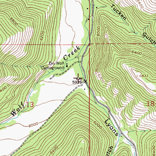 Topographic Map of Lyons Gulch, MT