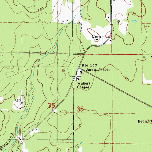 Topographic Map of Wallers Chapel Methodist Church, AR