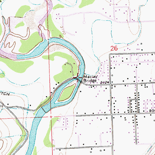 Topographic Map of Maclay Bridge, MT