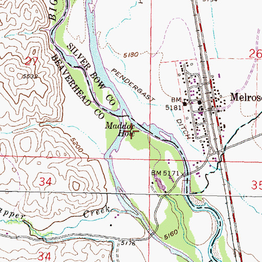Topographic Map of Maddox Hole, MT