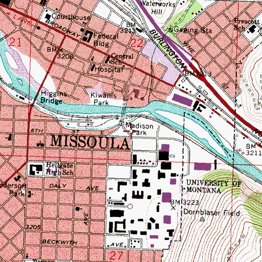 Topographic Map of Madison Park, MT