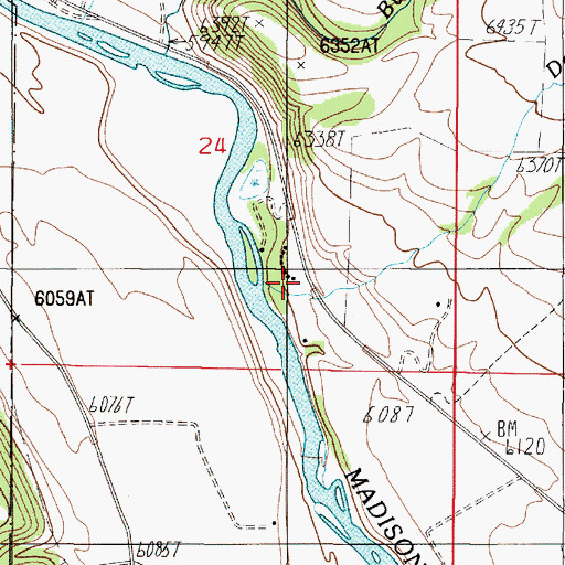 Topographic Map of Madison River Lodge, MT