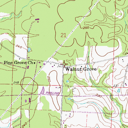 Topographic Map of Walnut Grove, AR