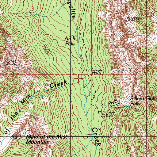 Topographic Map of Maid of the Mist Creek, MT