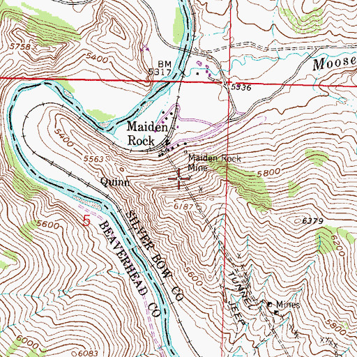 Topographic Map of Maiden Rock Mine, MT