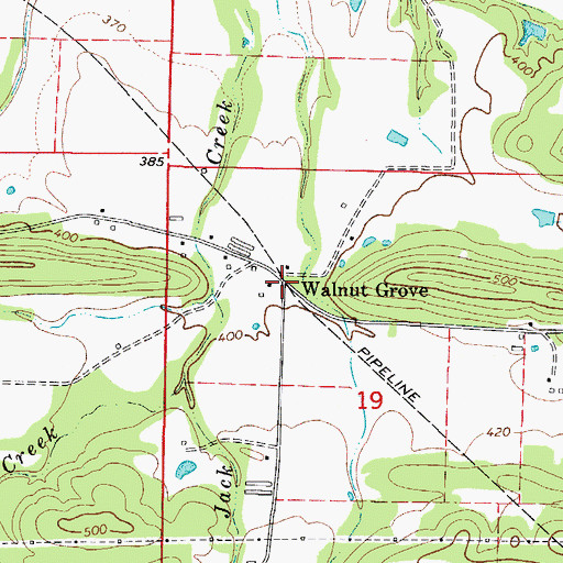 Topographic Map of Walnut Grove, AR