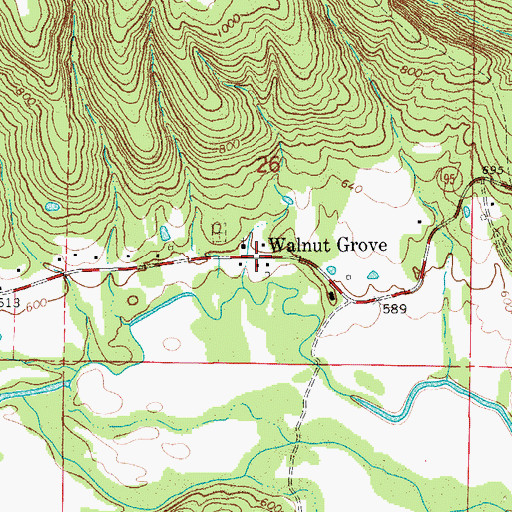 Topographic Map of Walnut Grove, AR