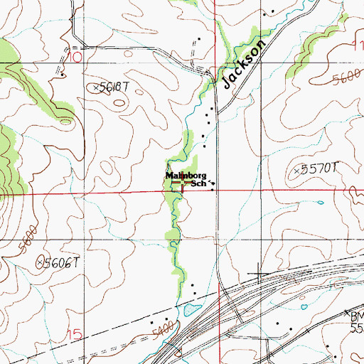 Topographic Map of Malmborg School, MT