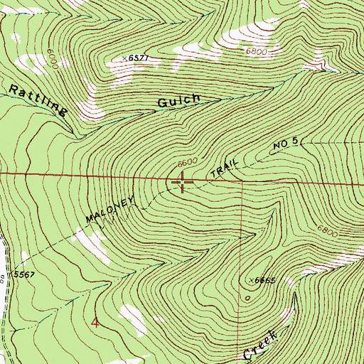 Topographic Map of Maloney Trail Number 5, MT