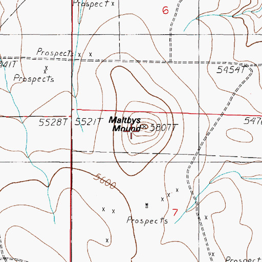 Topographic Map of Maltbys Mound, MT