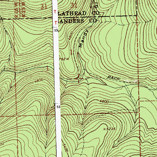 Topographic Map of Mandy Gulch, MT