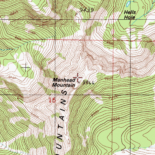 Topographic Map of Manhead Mountain, MT