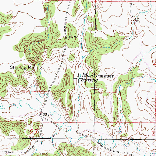 Topographic Map of Mankameyer Spring, MT