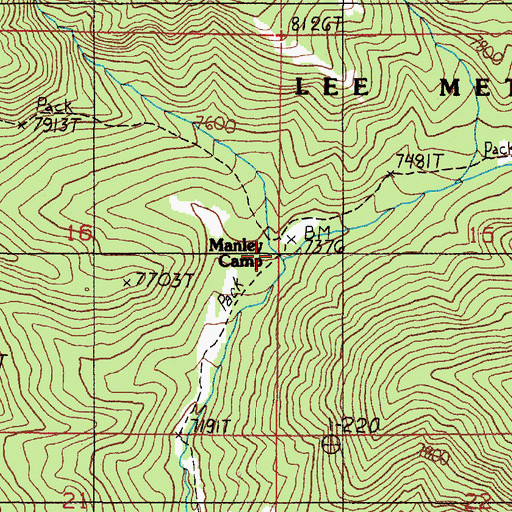 Topographic Map of Manley Camp, MT
