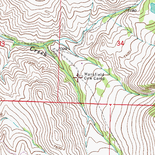 Topographic Map of Mansfield Cow Camp, MT