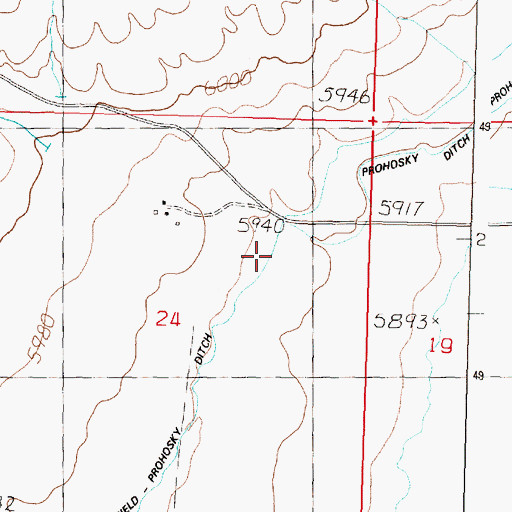 Topographic Map of Mansfield-Prohosky Ditch, MT