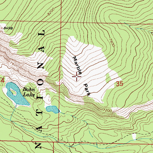 Topographic Map of Marble Park, MT