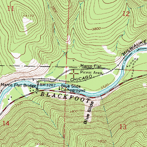 Topographic Map of Marco Flat Picnic Area, MT