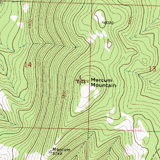 Topographic Map of Marcum Mountain, MT