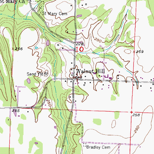 Topographic Map of Walnut Hill, AR