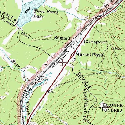 Topographic Map of Marias Pass, MT