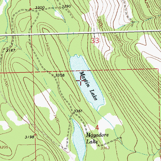 Topographic Map of Martin Lake, MT