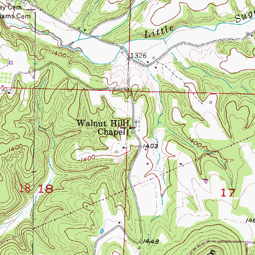 Topographic Map of Walnut Hill Chapel Baptist Church, AR