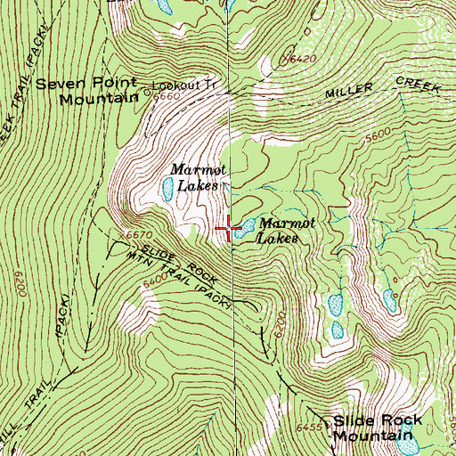 Topographic Map of Marmot Lakes, MT