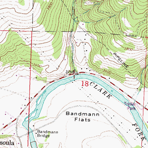 Topographic Map of Marshall Creek, MT