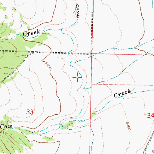 Topographic Map of Marshall Creek Canal, MT