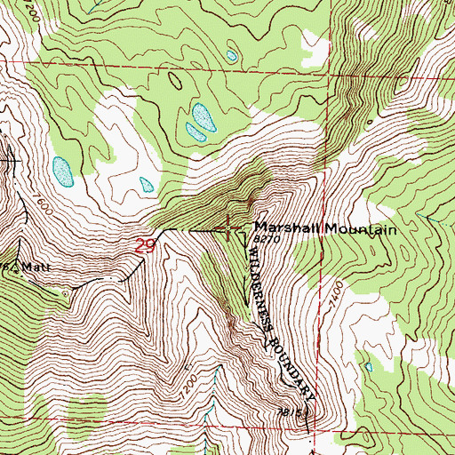 Topographic Map of Marshall Mountain, MT
