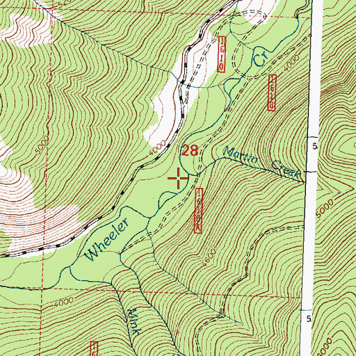 Topographic Map of Martin Creek, MT