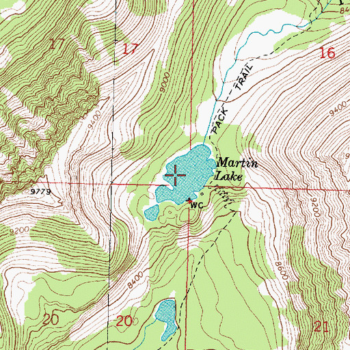 Topographic Map of Martin Lake, MT