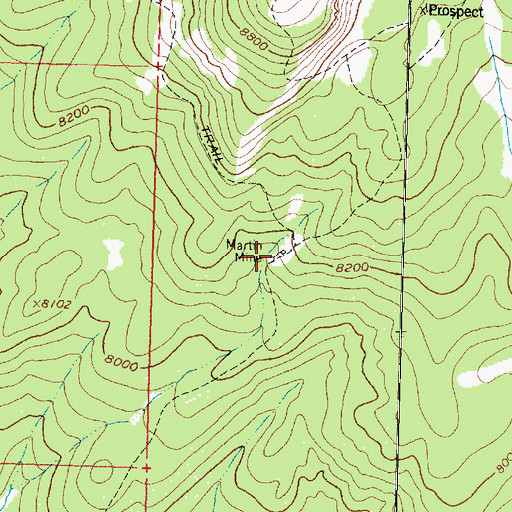 Topographic Map of Martin Mine, MT
