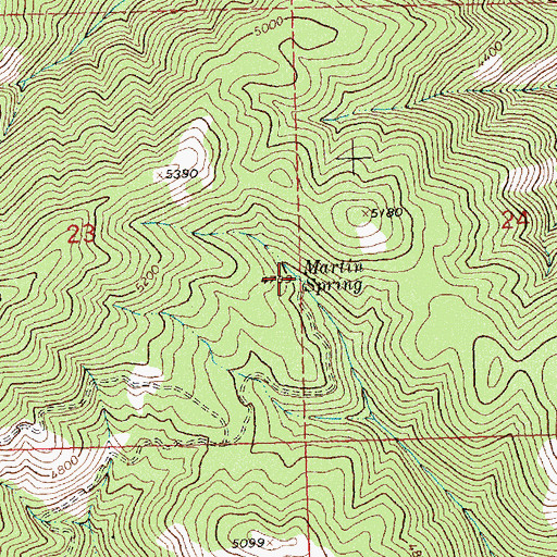 Topographic Map of Martin Spring, MT