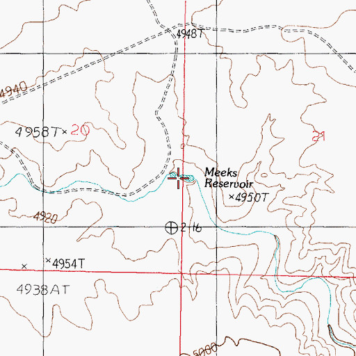 Topographic Map of Meeks Reservoir, AZ